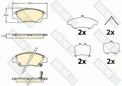 GIRLING 6136436 Тормозные колодки и сигнализаторы  для HONDA JAZZ IV (GK_) 1.3
