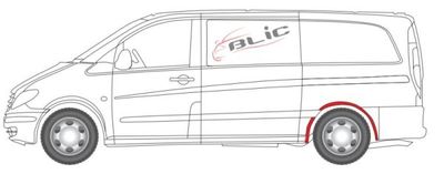 Fender reparatieset Achter Links (extern, spatbordbekleding) past: MERCEDES VITO / VIANO W639 09.03-10.10