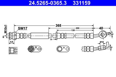 Тормозной шланг ATE 24.5265-0365.3 для MAZDA 2