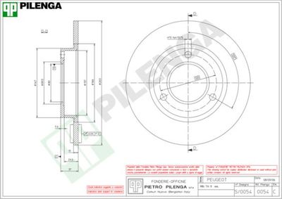 Тормозной диск PILENGA 5089 для PEUGEOT 304