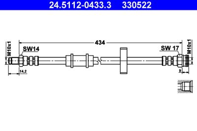 ATE 24.5112-0433.3 Тормозной шланг  для FIAT PANDA (Фиат Панда)