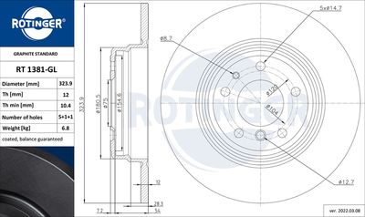 спирачен диск ROTINGER RT 1381-GL