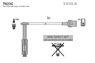 Комплект проводов зажигания TESLA T623C для DAEWOO REXTON