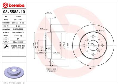 Тормозной диск BREMBO 08.5582.10 для ROVER 800