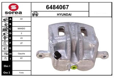 STARTCAR 6484067 Тормозной суппорт  для HYUNDAI TERRACAN (HP) 2.9 CRDi 4WD