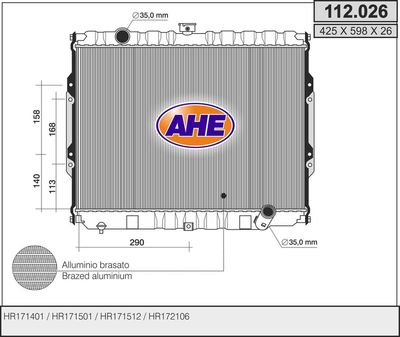 AHE 112.026 Радиатор охлаждения двигателя  для HYUNDAI  (Хендай Галлопер)