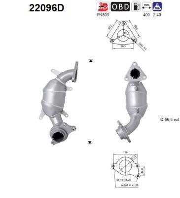 AS 22096D Катализатор  для HONDA ACCORD VII Tourer (CM, CN) 2.2 i-CTDi (CN2)