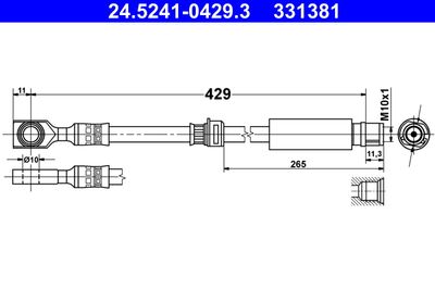Тормозной шланг ATE 24.5241-0429.3 для OPEL MERIVA