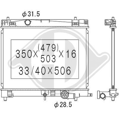 Радиатор, охлаждение двигателя DIEDERICHS DCM3325 для TOYOTA URBAN