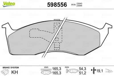 VALEO 598556 Тормозные колодки и сигнализаторы  для CHRYSLER  (Крайслер Конкорде)