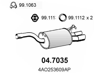 ASSO 04.7035 Глушитель выхлопных газов  для AUDI A6 (Ауди А6)
