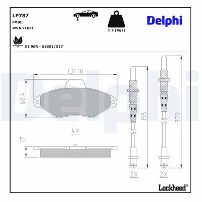 Remblokken set Voor , past: CITROEN XANTIA 1.6-2.0D 03.93-04.03