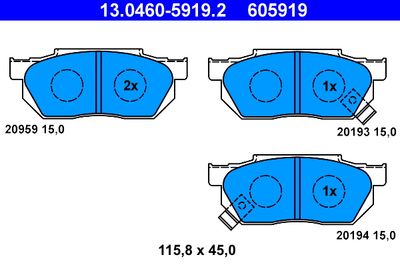 Комплект тормозных колодок, дисковый тормоз 13.0460-5919.2
