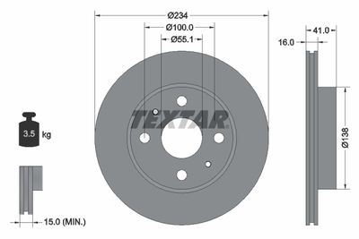 Тормозной диск TEXTAR 92285603 для DAIHATSU TREVIS