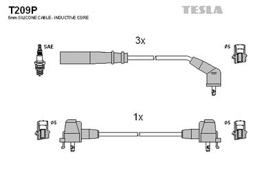 Sada kabelů pro zapalování TESLA T209P