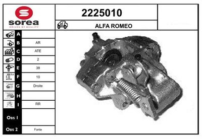 Тормозной суппорт EAI 2225010 для ALFA ROMEO ALFETTA
