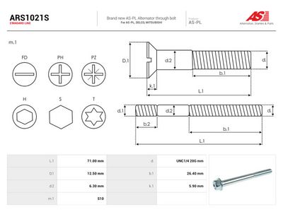 Sada na opravu alternátora AS-PL ARS1021S