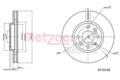 BREMSSCHEIBE METZGER AUTOTEILE 6110145