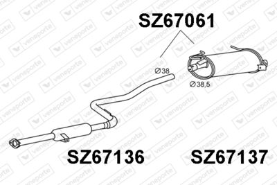 Глушитель выхлопных газов конечный VENEPORTE SZ67061 для SUZUKI SWIFT
