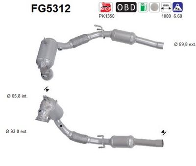 Filtr sazových částic, výfukový systém AS FG5312