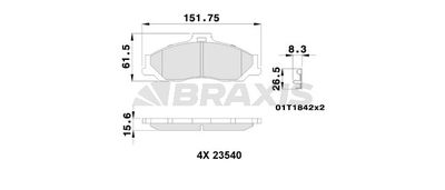 Комплект тормозных колодок, дисковый тормоз BRAXIS AB0242 для FORD RANGER