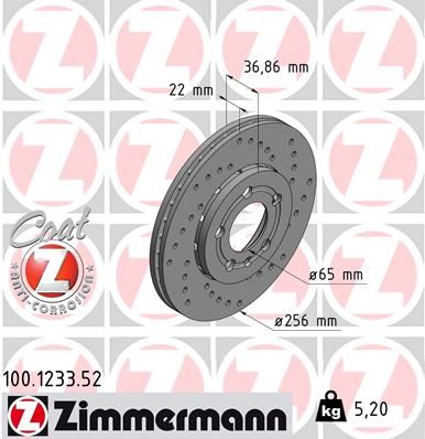 100.1233.52 ZIMMERMANN Тормозной диск