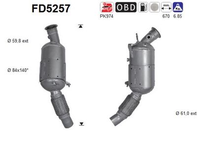 Filtr sadzy / filtr cząstek stałych, układ wydechowy AS 18308514481