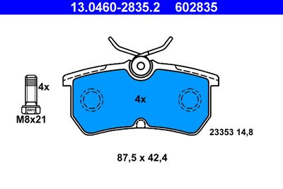 Комплект тормозных колодок, дисковый тормоз ATE 13.0460-2835.2 для FORD FIESTA