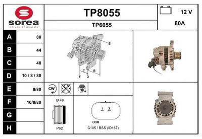 GENERATOR / ALTERNATOR SNRA TP8055