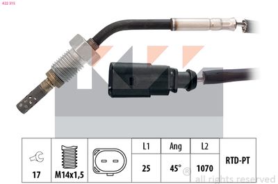 Čidlo, teplota výfukových plynů KW 422 315