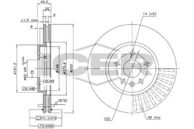 спирачен диск ICER 78BD1553-2