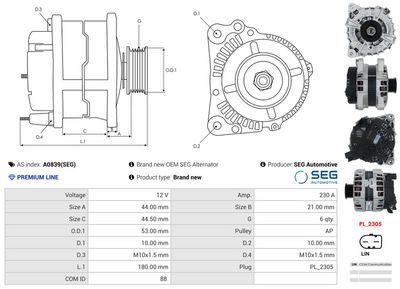 GENERATOR / ALTERNATOR AS-PL A0839SEG 4
