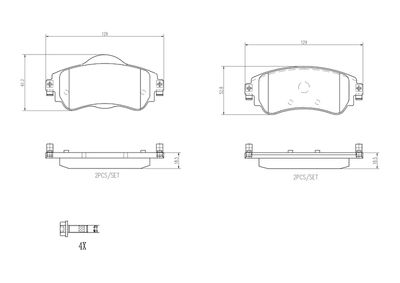 Zestaw klocków hamulcowych, hamulce tarczowe BREMBO P 61 105