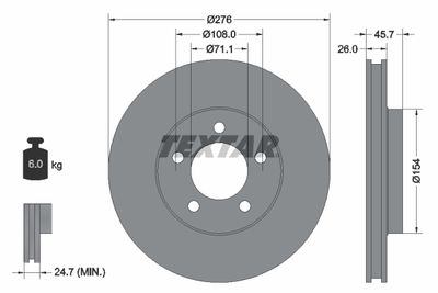Тормозной диск TEXTAR 92270403 для FORD USA WINDSTAR