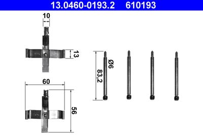 ATE 13.0460-0193.2 Комплектуючі дискового гальмівного механізму для PORSCHE (Порш)