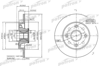 Тормозной диск PATRON PBD7016 для PEUGEOT 207