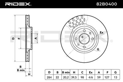спирачен диск RIDEX 82B0400