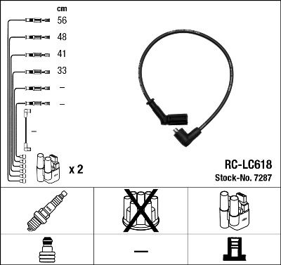 Комплект проводов зажигания NGK 7287 для LANCIA DELTA