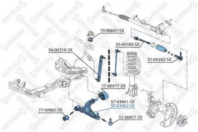 носач, окачване на колелата STELLOX 57-03962-SX