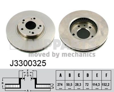 NIPPARTS J3300325 Тормозные диски  для KIA CARNIVAL II (GQ) 2.5 V6