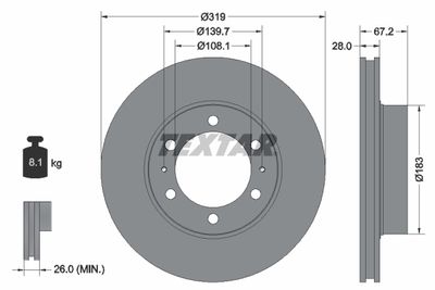 TEXTAR 92230403 Тормозные диски  для TOYOTA FJ CRUISER (Тойота Фж круисер)