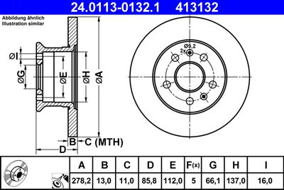 Тормозной диск ATE 24.0113-0132.1 для VW TRANSPORTER