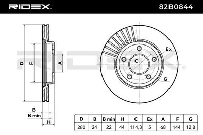 спирачен диск RIDEX 82B0844