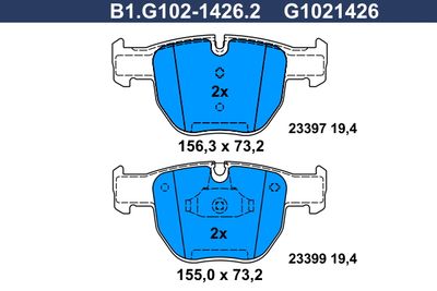 GALFER B1.G102-1426.2 Тормозные колодки и сигнализаторы  для LAND ROVER RANGE ROVER III (L322) 3.6 D 4x4