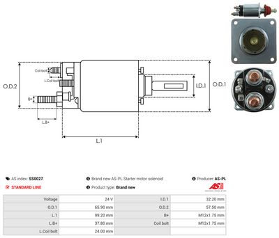 SOLENOID ELECTROMOTOR AS-PL SS0027 3