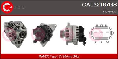 CASCO CAL32167GS Генератор  для HYUNDAI i20 I (PB, PBT) 1.4 CRDi