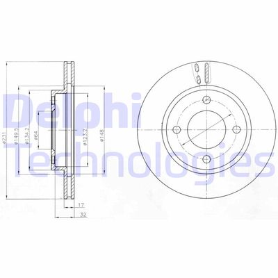 DELPHI BG4299 Тормозной диск 