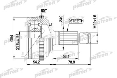 Шарнирный комплект, приводной вал PATRON PCV1220 для ROVER 200
