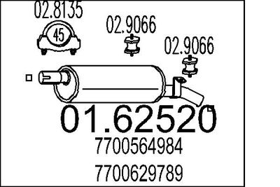 Глушитель выхлопных газов конечный MTS 01.62520 для RENAULT 5