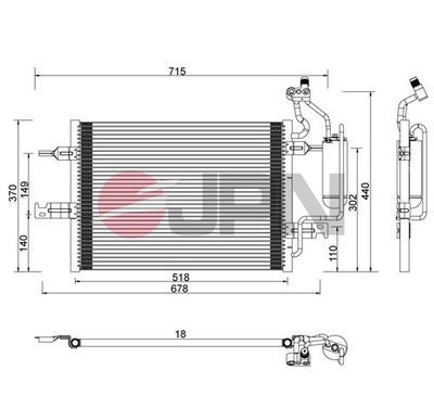 Конденсатор, кондиционер JPN 60C9121-JPN для OPEL MERIVA